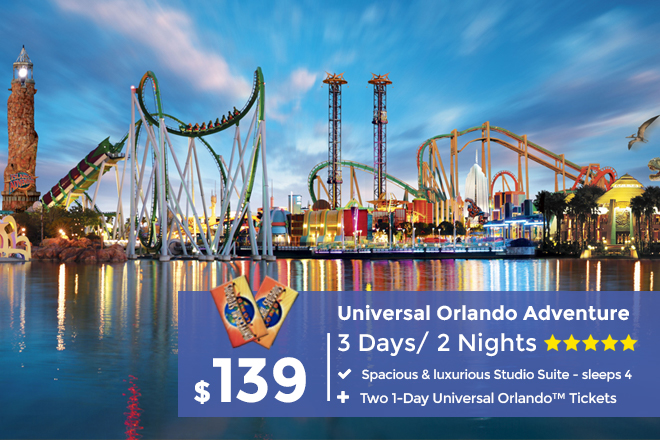 3 Day Stay Plus 2 Universal Orlando Resort Tickets From 139
