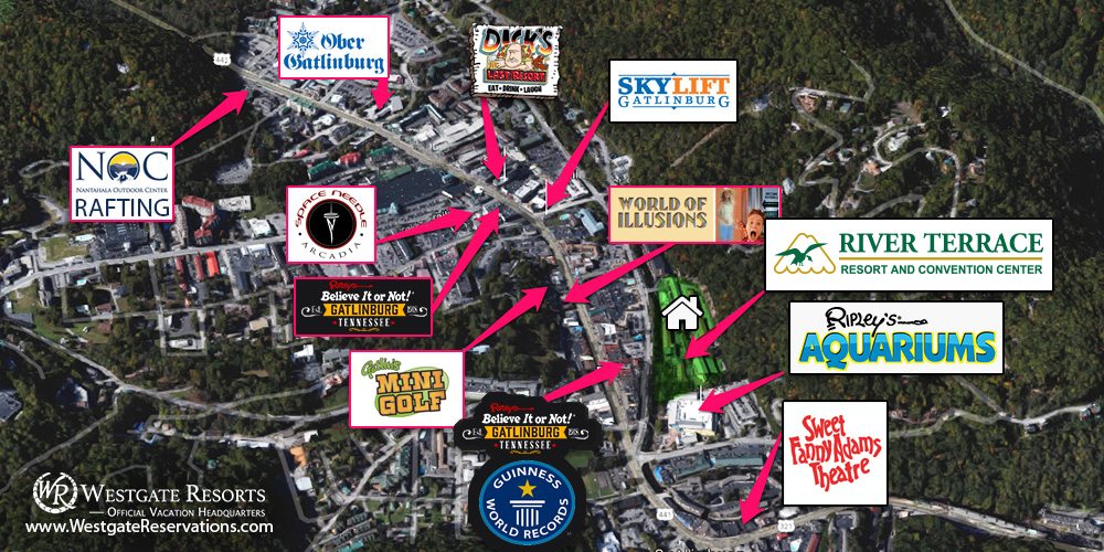 Downtown Gatlinburg Shopping Map 3-Night Gatlinburg, Tn Vacation Plus $50 In Dining | From $59