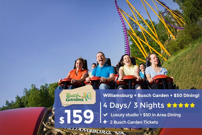 Williamsburg Vacation Busch Gardens Tickets 50 Dining - Busch Gardens Richmond Va Tickets