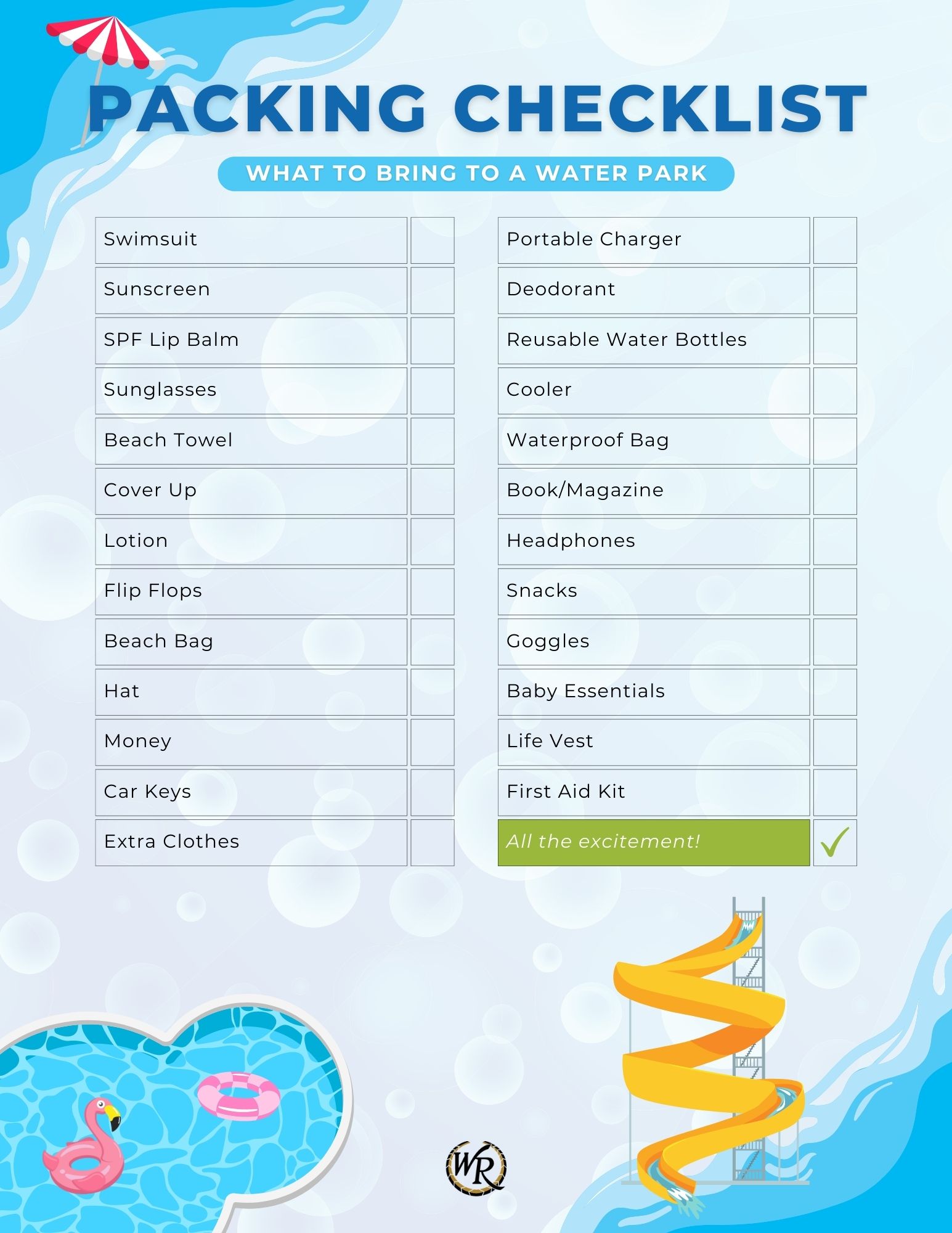 Water Park Packing List, 58% OFF | www.pinnaxis.com