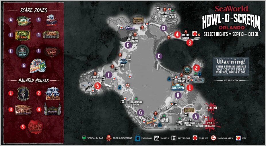 SeaWorld Howl-O-Scream Map